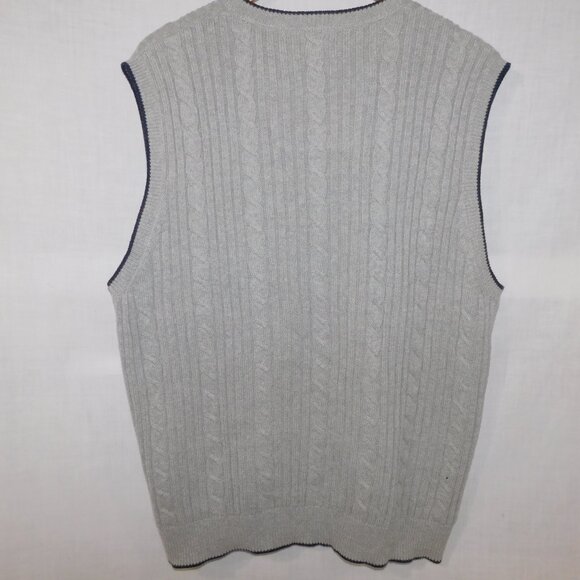 Nautica Mens XL Gray Blue Cable Knit V neck  Sweater Vest - Picture 7 of 9